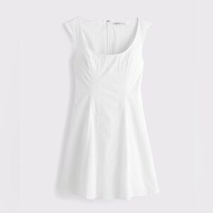 A&F Mila Cap Sleeve Scoop Neck Dress - White - Small